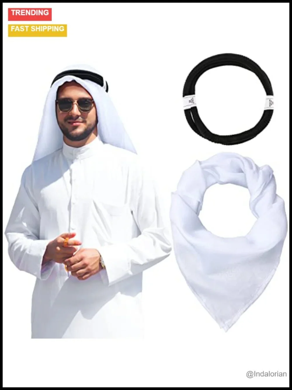 Polyester Shemagh Keffiyeh Scarf with Aqel Rope Tactical Desert Headwrap